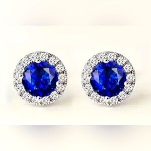 Brilliant Cut Blue & Clear CZs Earrings